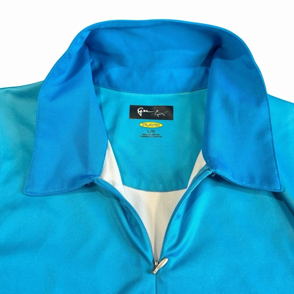 Greg Norman Play Dry Women's Sleeveless Golf Polo Shirt Blue Teal Size Large